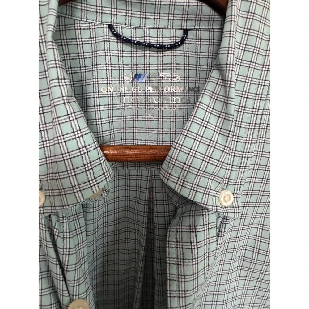 Vineyard‎ Vines Button Down Mens S Green Excellent On-The-Go Performance Plaid